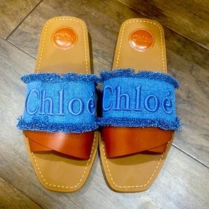 Chloe Embroidered Wooden Logo Sandal